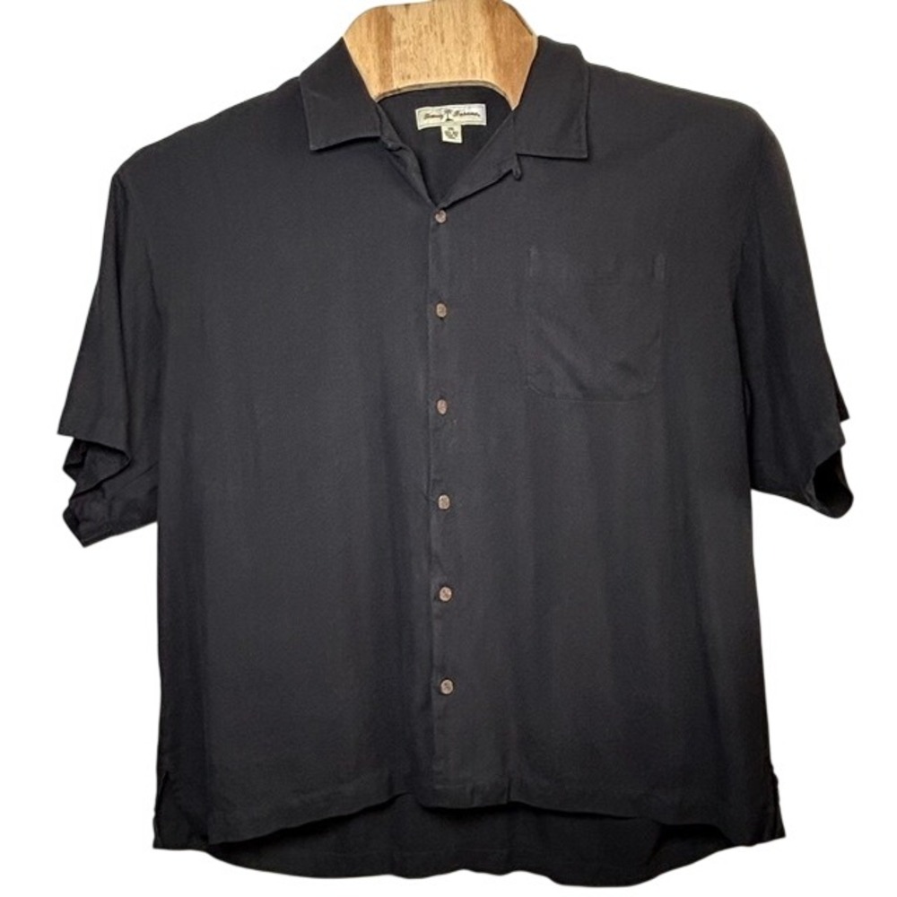 Tommy Bahama Men's Black 100% Silk Short Sleeve Button Up Camp Shirt XXL
